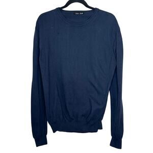 Pull Love Navy Blue Cotton Crewneck Sweater Long Sleeve Winter Preppy Office M